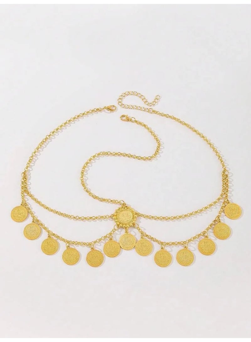 زينه يوم التأسيس طوق رأس فاخر قابل للتعديل بتصميم عملات ملفته للانظار خفيف ومريح للاستخدام لفترات طويلة بدون إزعاج للاحتفال بيوم التأسيس السعودي ويضيف لمسة تراثية فاخرة لإطلالتك. - Image 3